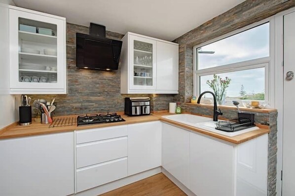 Fridge, oven, stovetop, dishwasher