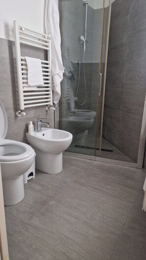Dusche, Haartrockner, Bidet, Handtücher