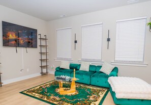 Townhome, 3 Bedrooms | Living area | 45-inch Smart TV with satellite channels, Netflix, streaming services - Modern Home near Plaza Midwood (Charlotte)