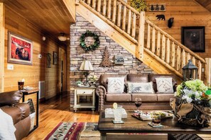 Fernseher, Kamin, Bücher, Arbeitsbereiche