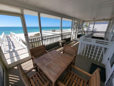 Outdoor dining. Great Escape ~ Oceanfront | Private Boardwalk| Dog