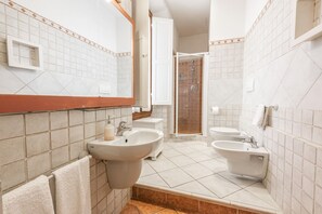 Dusche, Haartrockner, Bidet, Handtücher