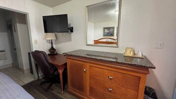 Desk, free WiFi, bed sheets