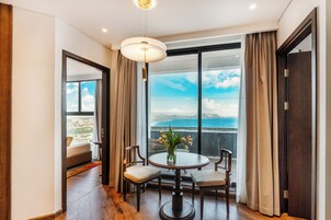 Apartment, 2 Bedrooms, Private Pool, Beach View | Living area | 98-inch LED TV with cable channels