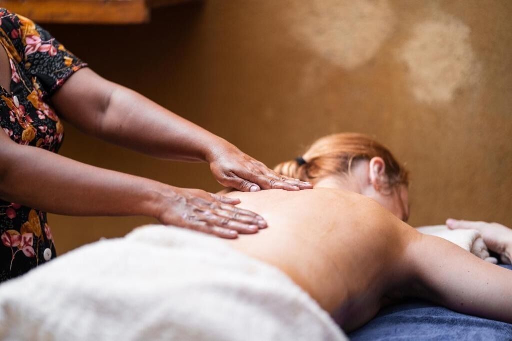 A massage therapy session in progress.