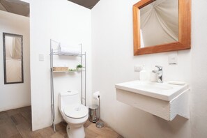 Regadera, amenidades de baño ecológicas, secadora de cabello, toallas 