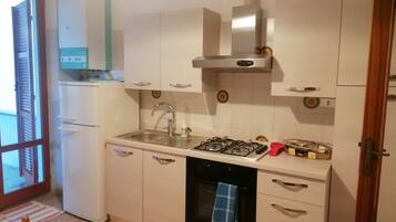 Fridge, oven, stovetop, coffee/tea maker