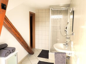Ducha, secador de pelo, toallas
