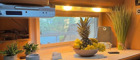 Réfrigérateur, micro-ondes, four, plaque de cuisson