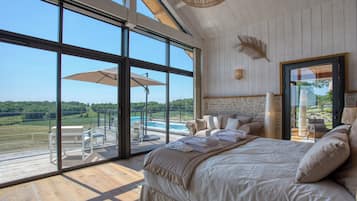 Casa de campo Deluxe, alberca privada, vista al valle | 1 habitación, sábanas italianas Frette y ropa de cama de alta calidad