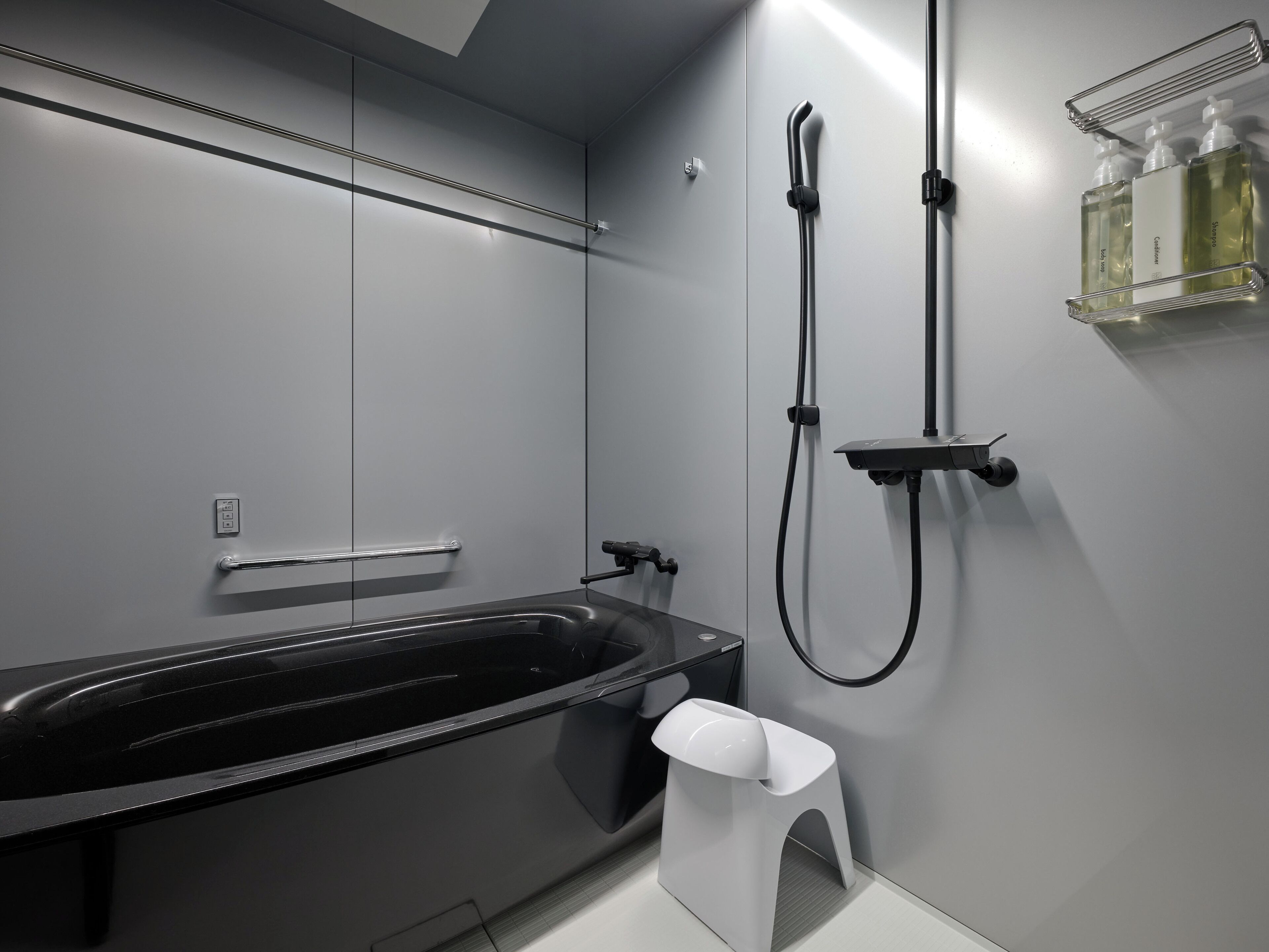 Combined shower/bathtub, free toiletries, hair dryer, slippers