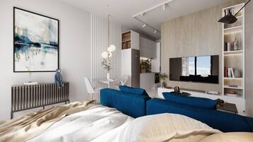 Studio, City View | Living area