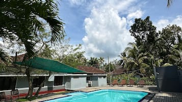 Outdoor pool, sun loungers