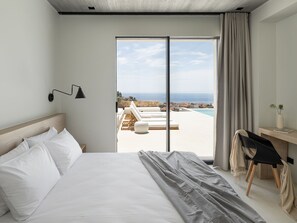 Deluxe-Villa, Meerblick | 3 Schlafzimmer, Verdunkelungsvorhänge, schallisolierte Zimmer