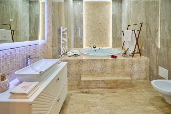 Hair dryer, bathrobes, slippers, towels