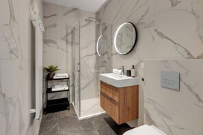 Apartament Deluxe | Bany | Tovalloles, xampú i paper higiènic 