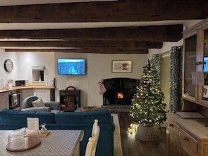 Smart-TV, peis og bøker