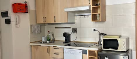 Classic Apartment, Balcony | Private kitchen | Full-sized fridge