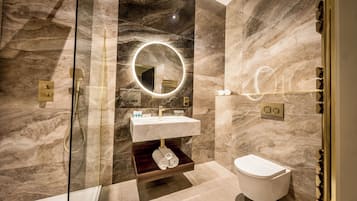 Hair dryer, soap, shampoo, toilet paper