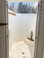 Ducha, toallas, jabón, papel higiénico