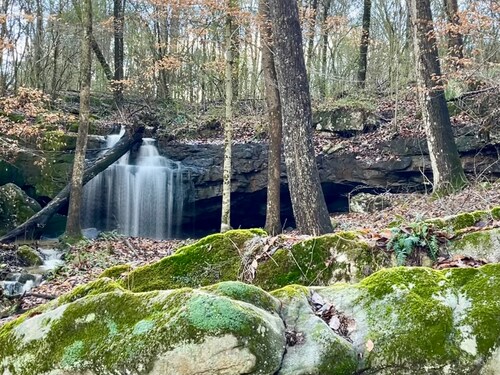 Antique log cabin with waterfall and 360 degree views of beauty!