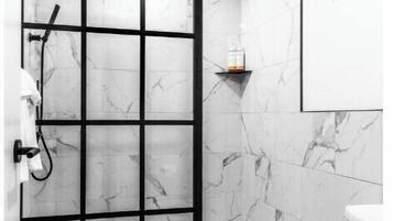 Shower, soap, toilet paper