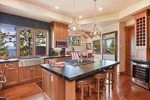 Fridge, microwave, oven, stovetop - Luxury Mountain Chalet | Deck w/ BBQ & Lake Views (Tahoe City)