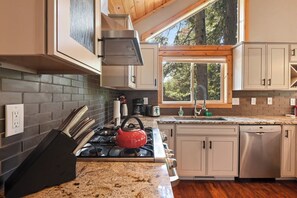 Fridge, microwave, oven, stovetop - Luxury Tahoe Chalet | Minutes to Dining (Tahoe Vista)