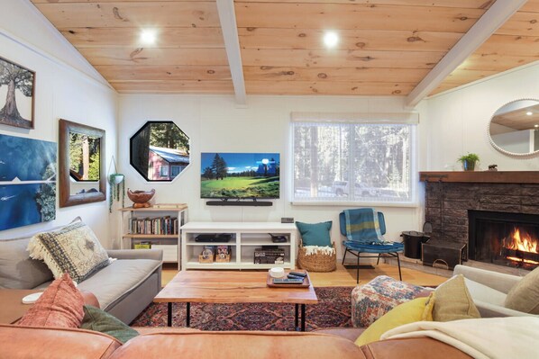 TV, fireplace, DVD player