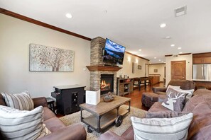 TV, fireplace