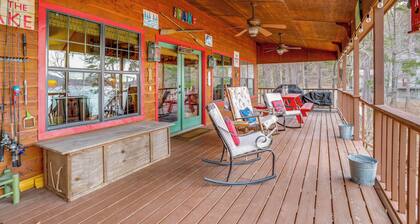 Deck & Fire Pit: Waterfront Cabin in Greers Ferry!