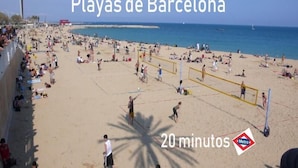 Ein Beachvolleyballspiel in Barcelona, mit einer 20-minütigen Zeitmessung.
