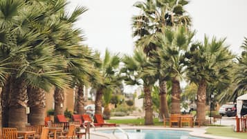 Outdoor pool, sun loungers