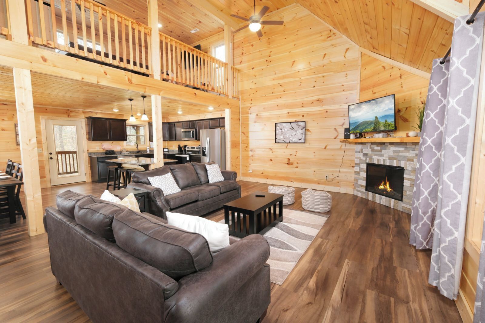 TV, fireplace, video games