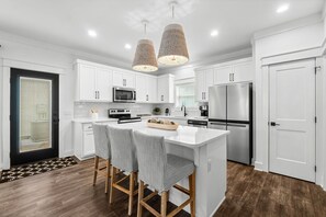 Fridge, microwave, oven, stovetop - Walk to the Beach + Golf Cart | 4BR PCB Luxe Home with 30A Vibes (Panama City Beach)