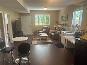 TV, fireplace - Quiet Private suite in a forest setting w/Parking | Great Value, near Vancouver. (Maple Ridge)