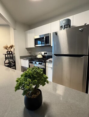 Fridge, microwave, oven, stovetop - Charming 1-bedroom apartment in awesome New York with WiFi, AC, fitness room (NEW YORK)