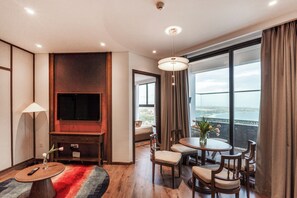 Comfort Penthouse, Private Pool, Beach View | Living area | LED TV - Sea Senses HomeStay (Phan Thiet)