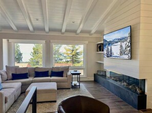 Televisión y chimenea 