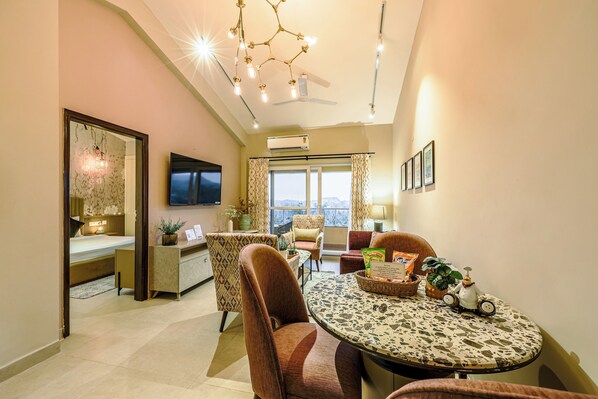 Apartment, 3 Bedrooms, Balcony, Pool View | Living area - Alaya Stays Veera Serina 3 BHK with Pool (Candolim)