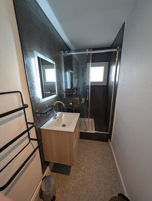 Shower, hair dryer, towels, soap - L'appart le 19, F3 near center with cathedral view (Clermont-Ferrand)