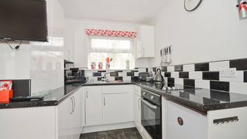 Fridge, microwave, oven, electric kettle