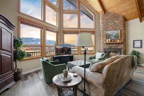 Smart TV, fireplace, video games, DVD player