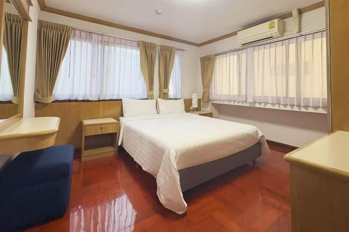 Blackout drapes, iron/ironing board (on request), WiFi (free)