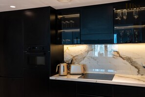 Fridge, microwave, oven, dishwasher