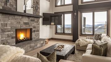 TV, fireplace