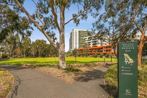 Stroll through the serene park area, leading to the Galida Avenue Reserve, where a tranquil atmosphere awaits.