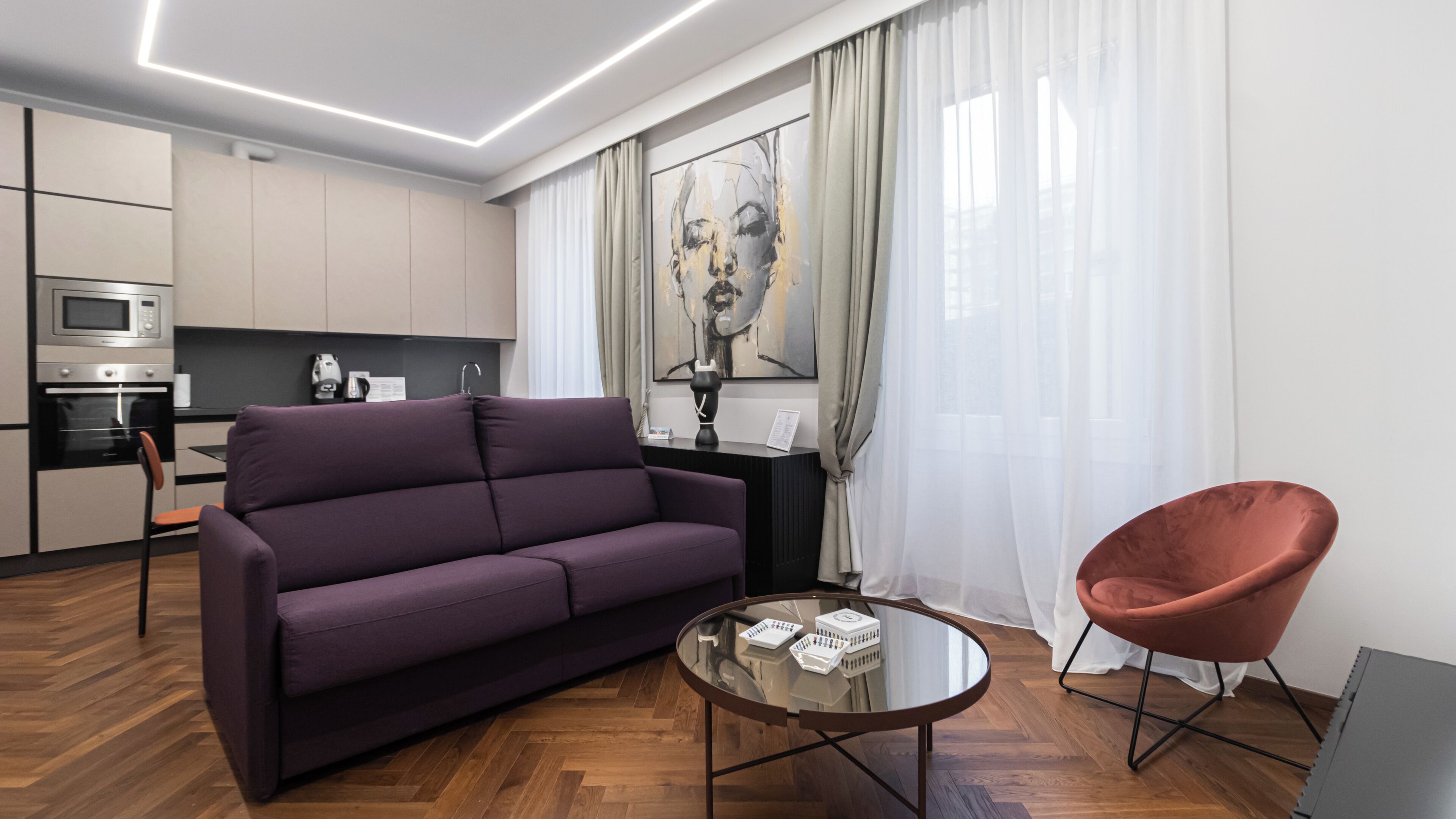 Apartment (1 Bedroom) | Living area | 34-inch TV with cable channels