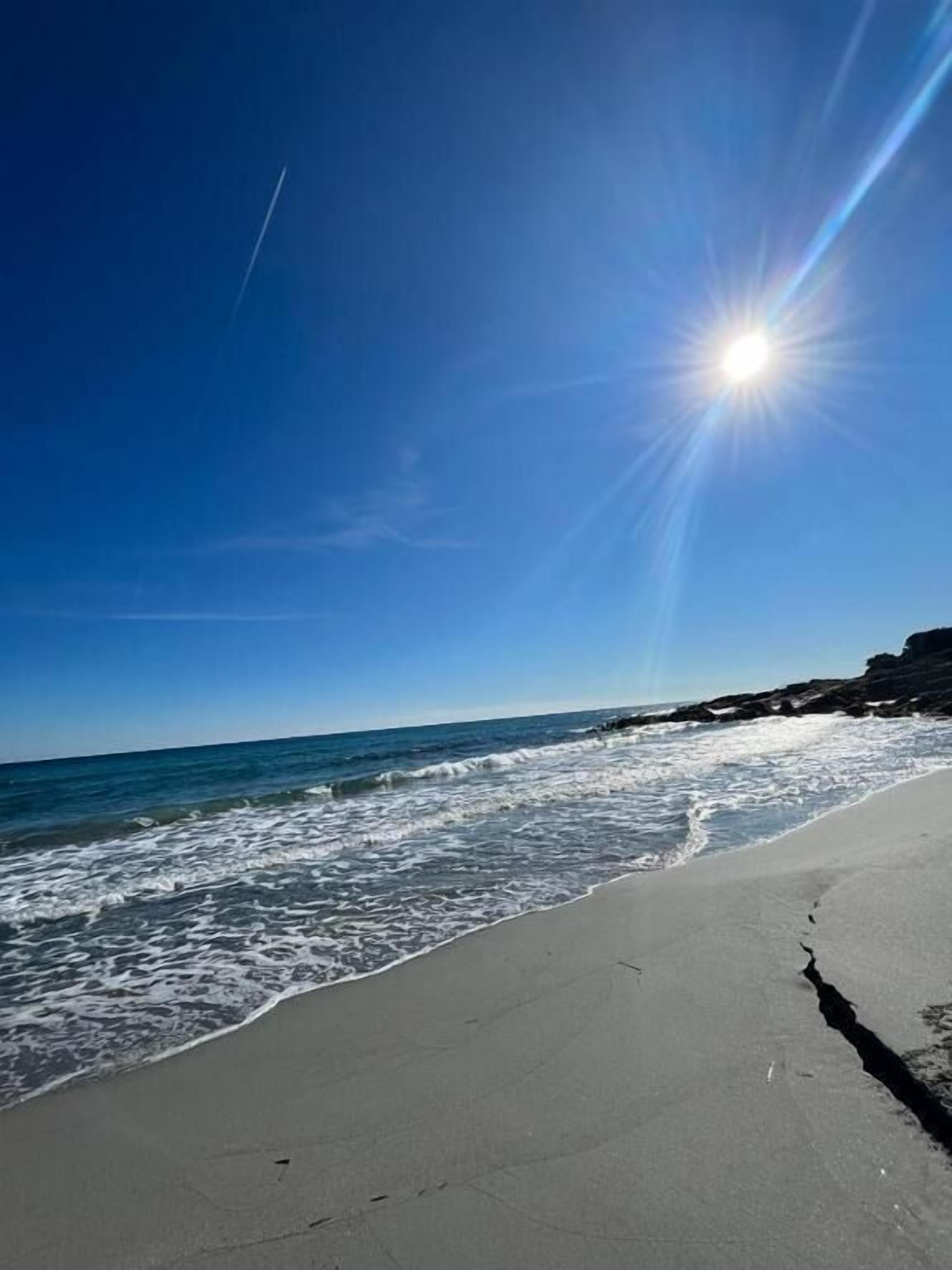 Plage, sable blanc, parasols