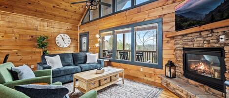 Televisión y chimenea